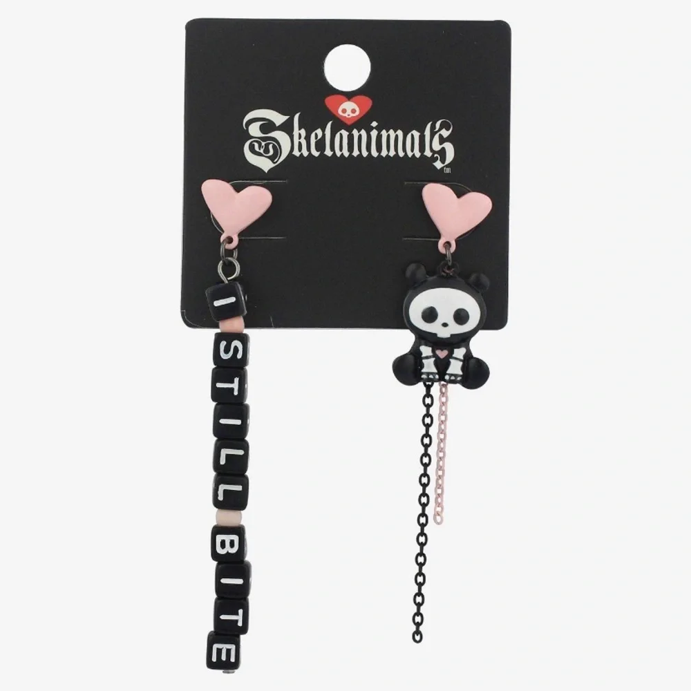 Skelanimals Pink Mismatch‎ Earrings Spooky Halloween